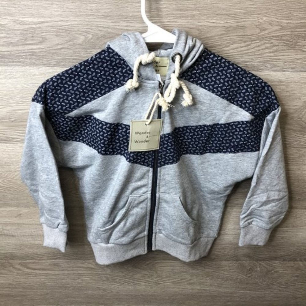 Wander & Wonder Girls Size 5-6Y Grey Zip Up Hoodie